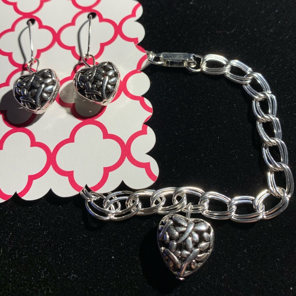 Heart bracelet with matching earrings